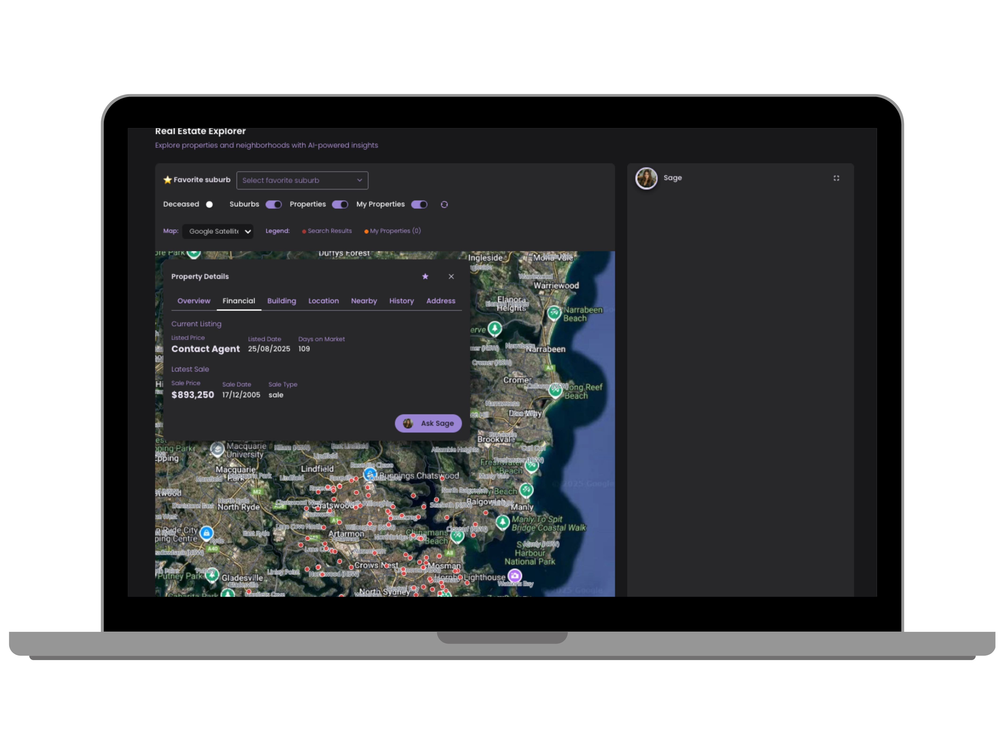 Sage AI interface on laptop