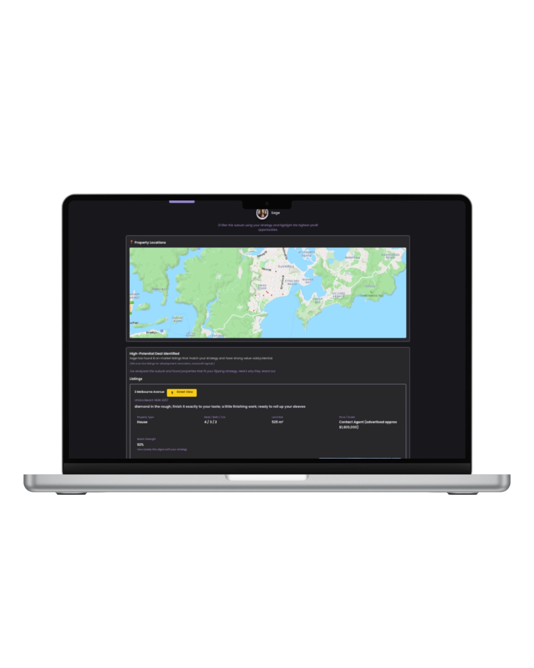 Sage AI interface on laptop